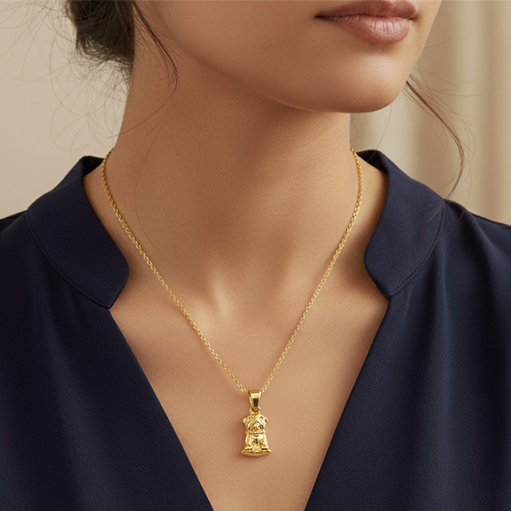 14K Gold Dipped Bulldog Pendant Necklace