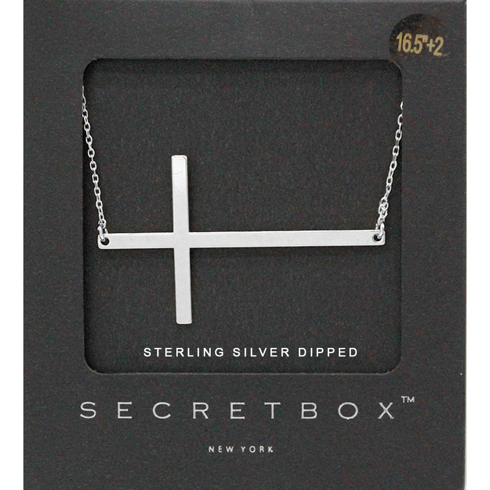 SECRET BOX_Sterling Silver Dipped Metal Cross Pendant Necklace