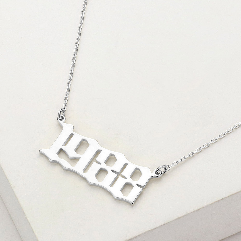 White Gold Dipped 1988 Birth Year Plate Pendant Necklace