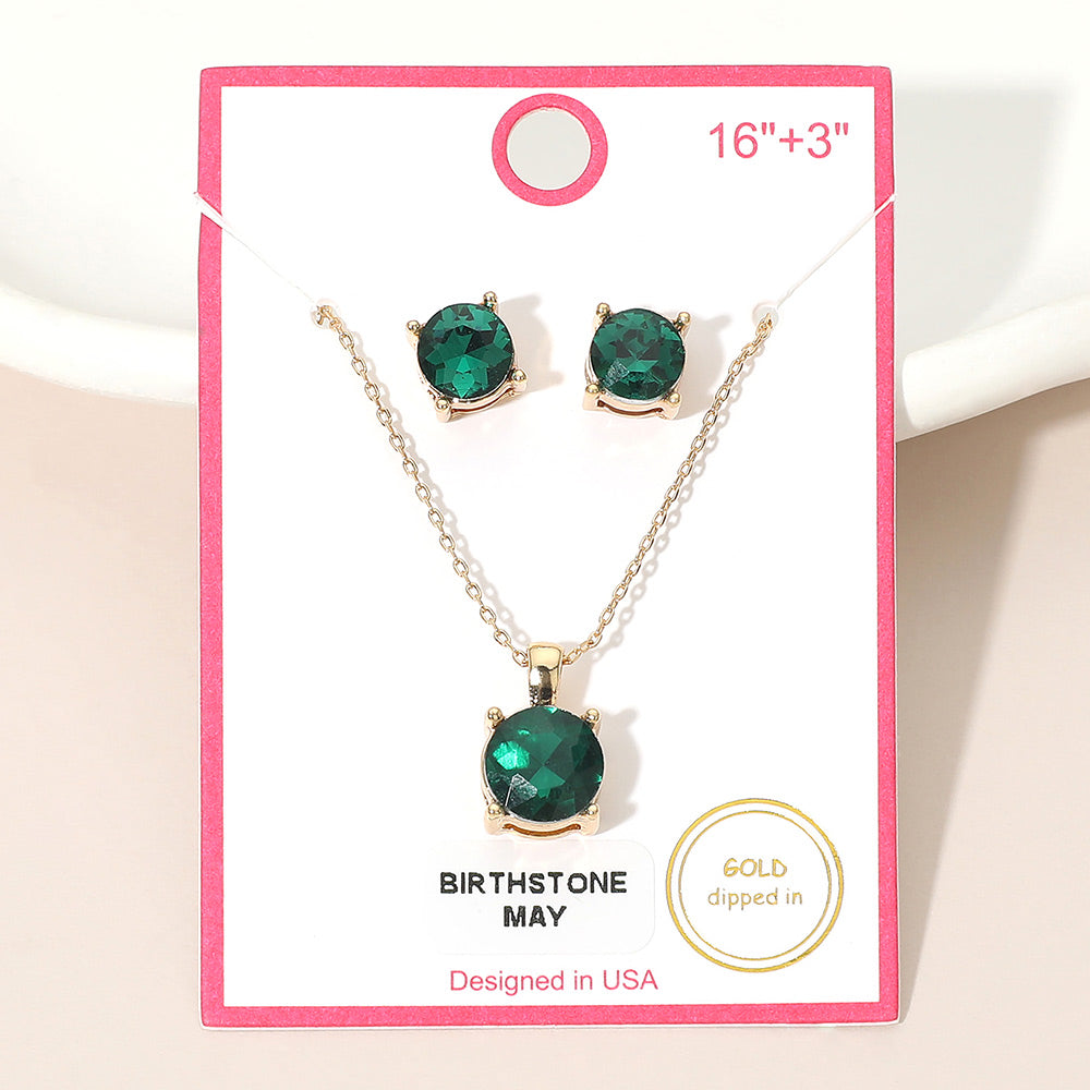 MAY - Gold Dipped Birthstone Pendant Necklace