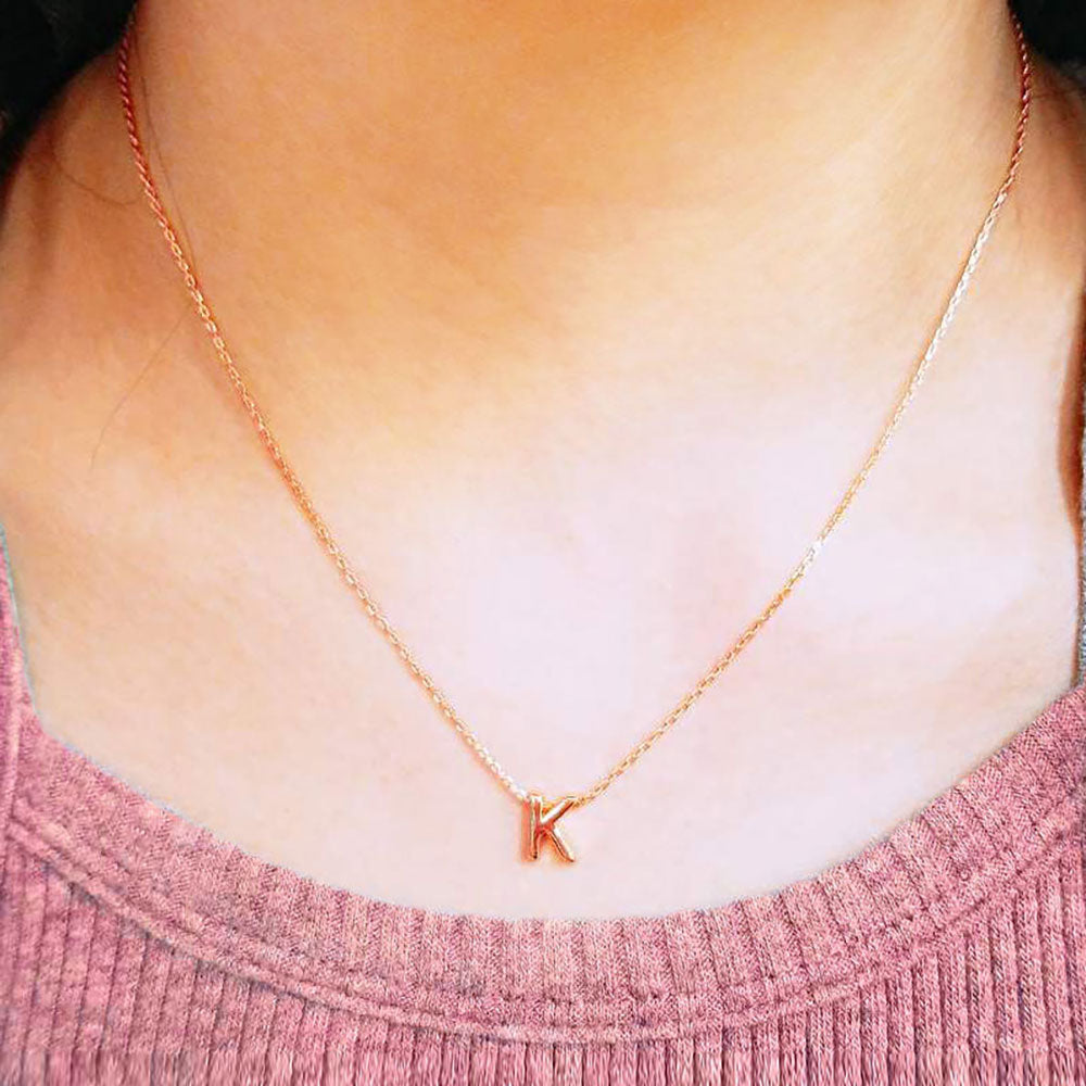-K- Gold Dipped Initial Monogram Metal Pendant Necklace