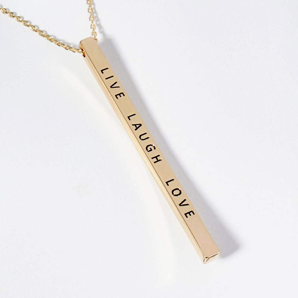 LIVE LAUGH LOVE Brass Metal Bar Pendant Necklace