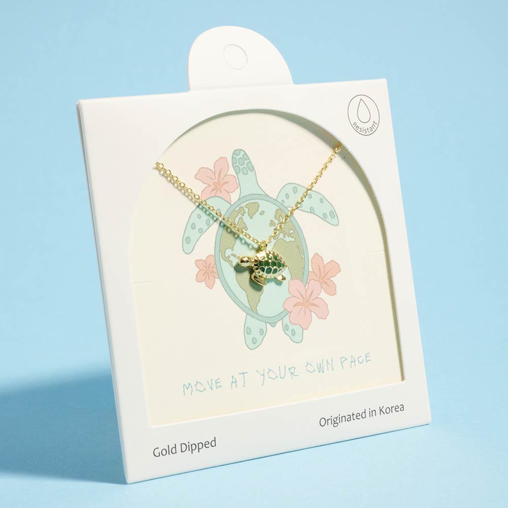 Gold Dipped Sea Turtle Pendant Necklace