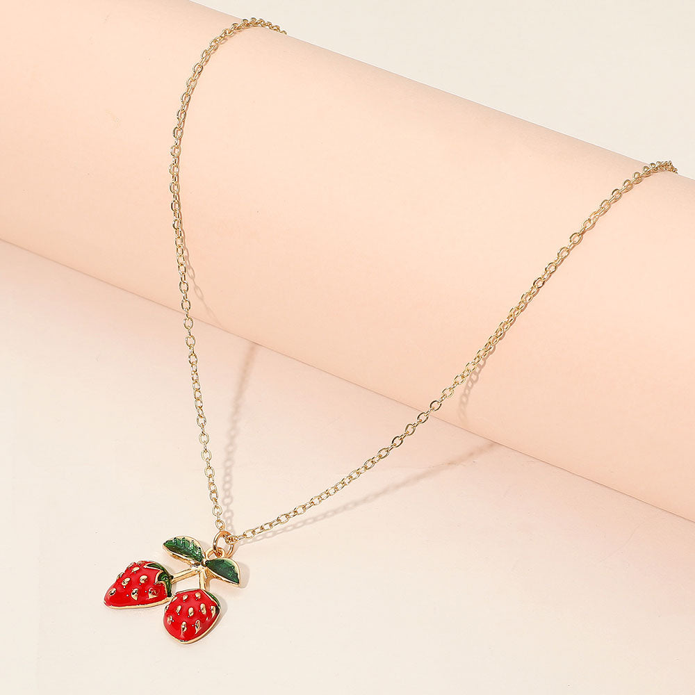 Double Strawberry Pendant Necklace