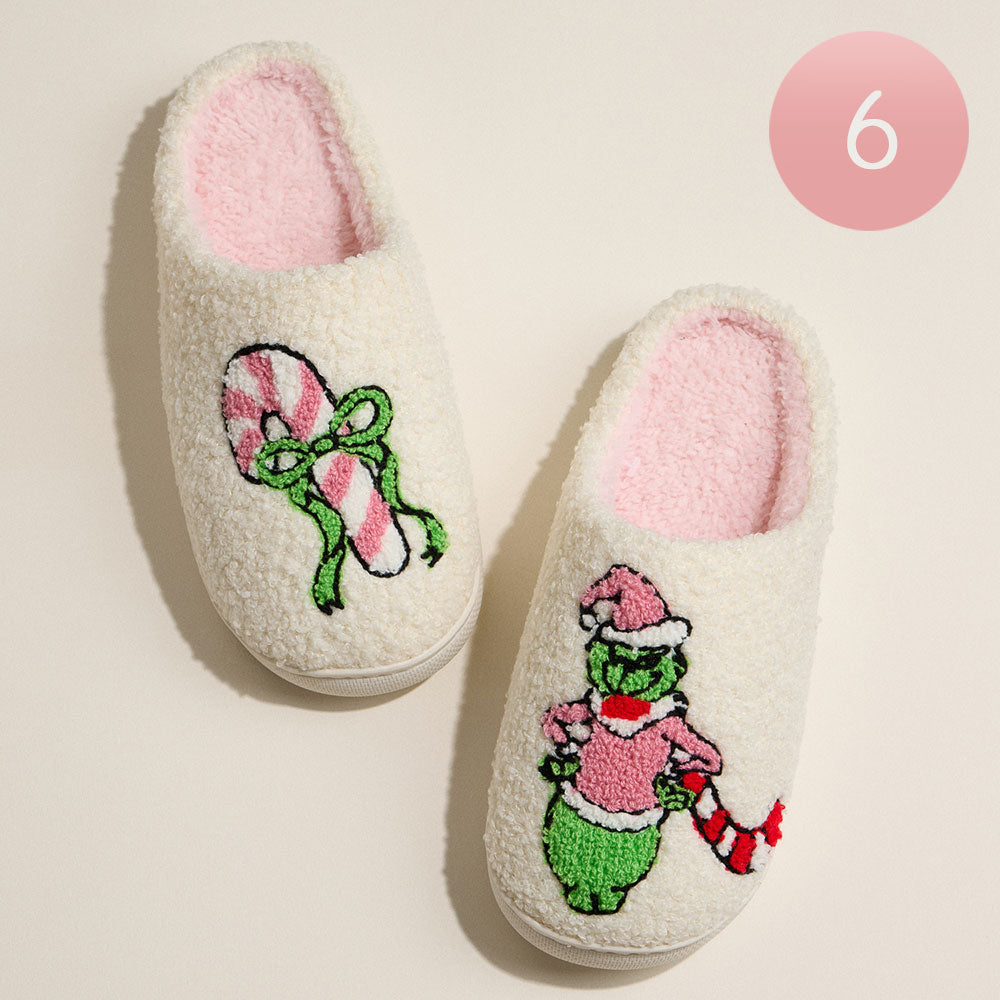 6Pairs - Grinch Holiday Indoor Slippers