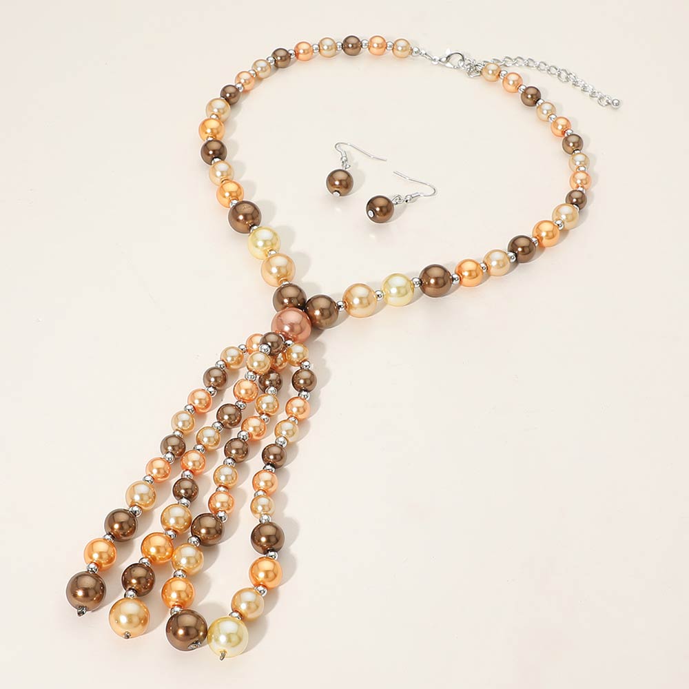 Pearl Cluster Tassel Statement Necklace
