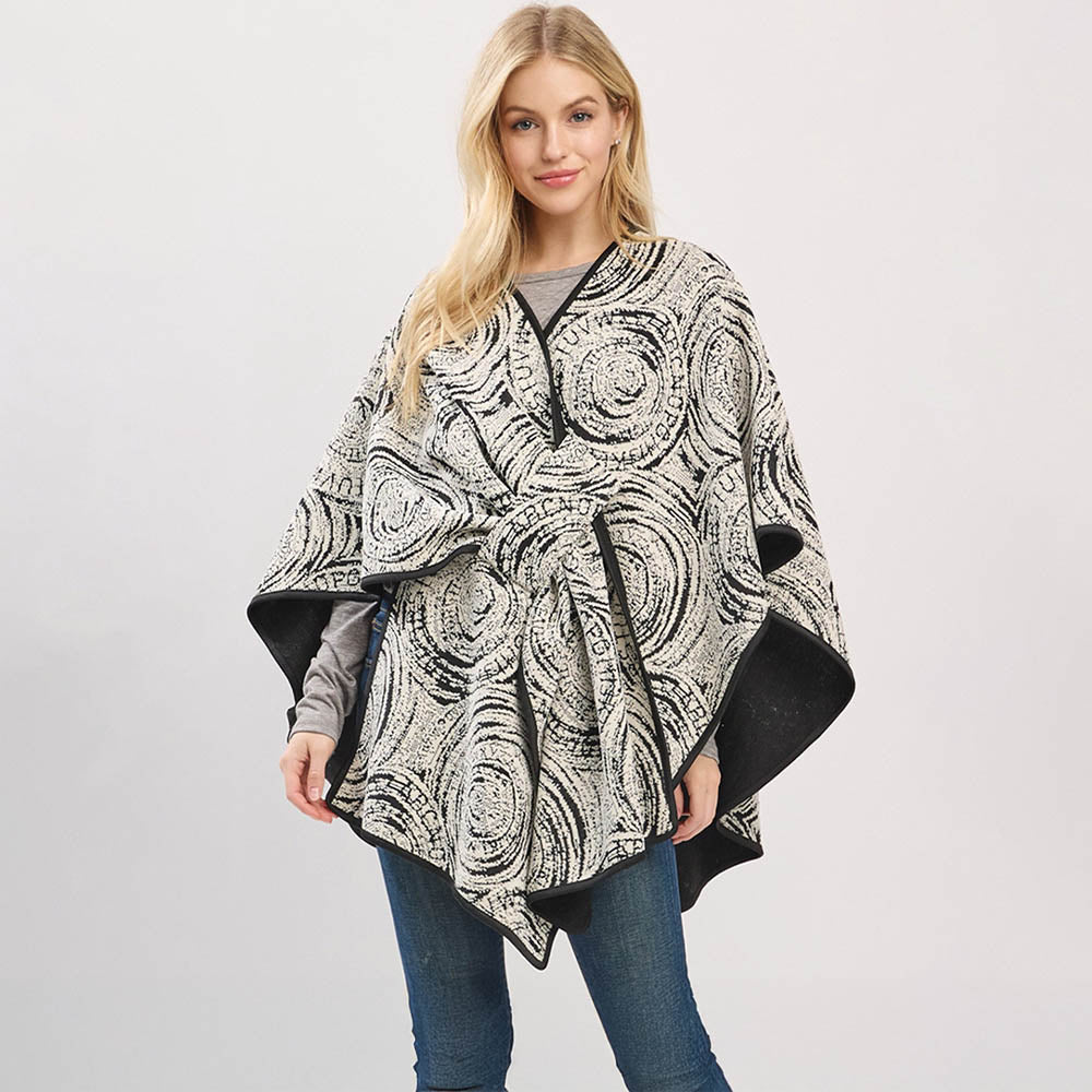 Geometric Print Poncho Wrap