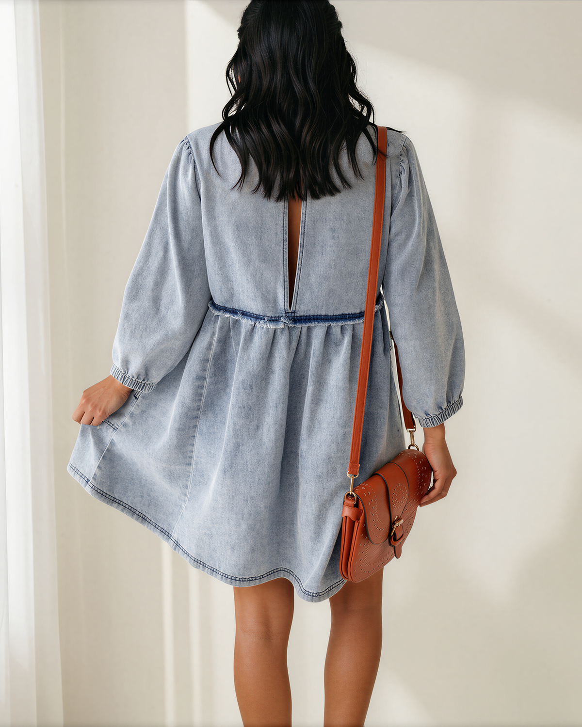 Rosie High Waist Loose Fit Denim Mini Dress