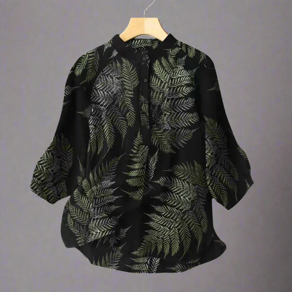 Vintage Cotton-Linen Button Down Blouse