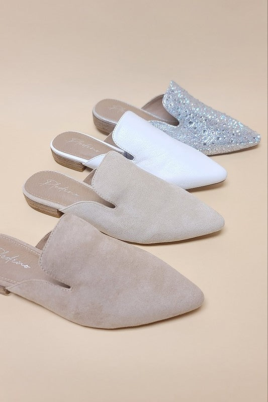 Gem-39 - Pointed Toe Slip On Mule Flats | Modern Boutique Fashion