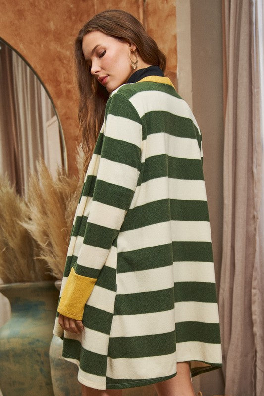 Open Front Striped Draped Cardigan | Modern Boutique Fashion
