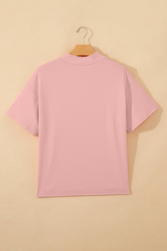 Solid High Neck Oversize Tee