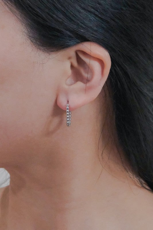 Oval Bubble Hoop Earrings Silver