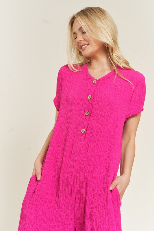 Textured Short Sleeve Jumpsuit | Modern Boutique Fashion