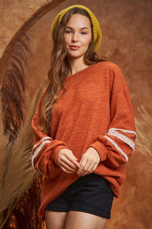 Sleeve With Tweed Trim Tunic | Modern Boutique Fashion