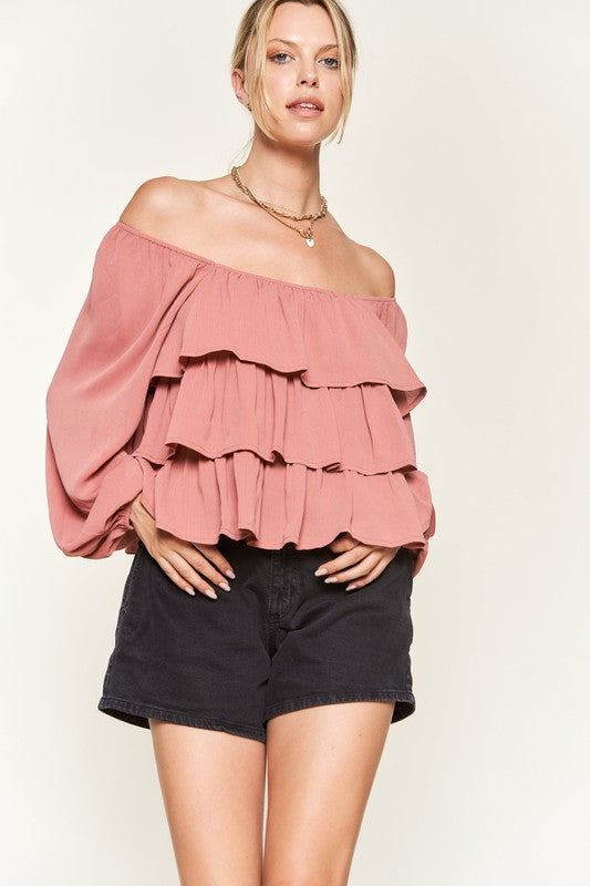 Tiered Flounce Designed Blouse Jjt5023 | Modern Boutique Fashion