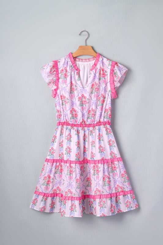 Floral Ruffle Tiered Sleeveless Mini Dress