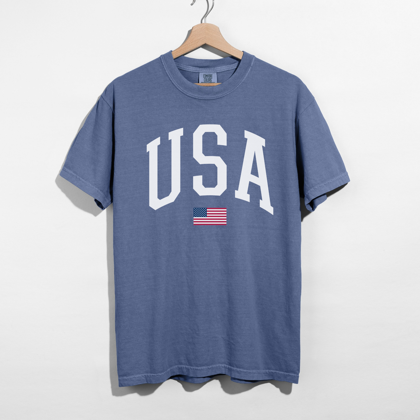 USA Varsity Graphic Tee β White Letter Patriotic Shirt