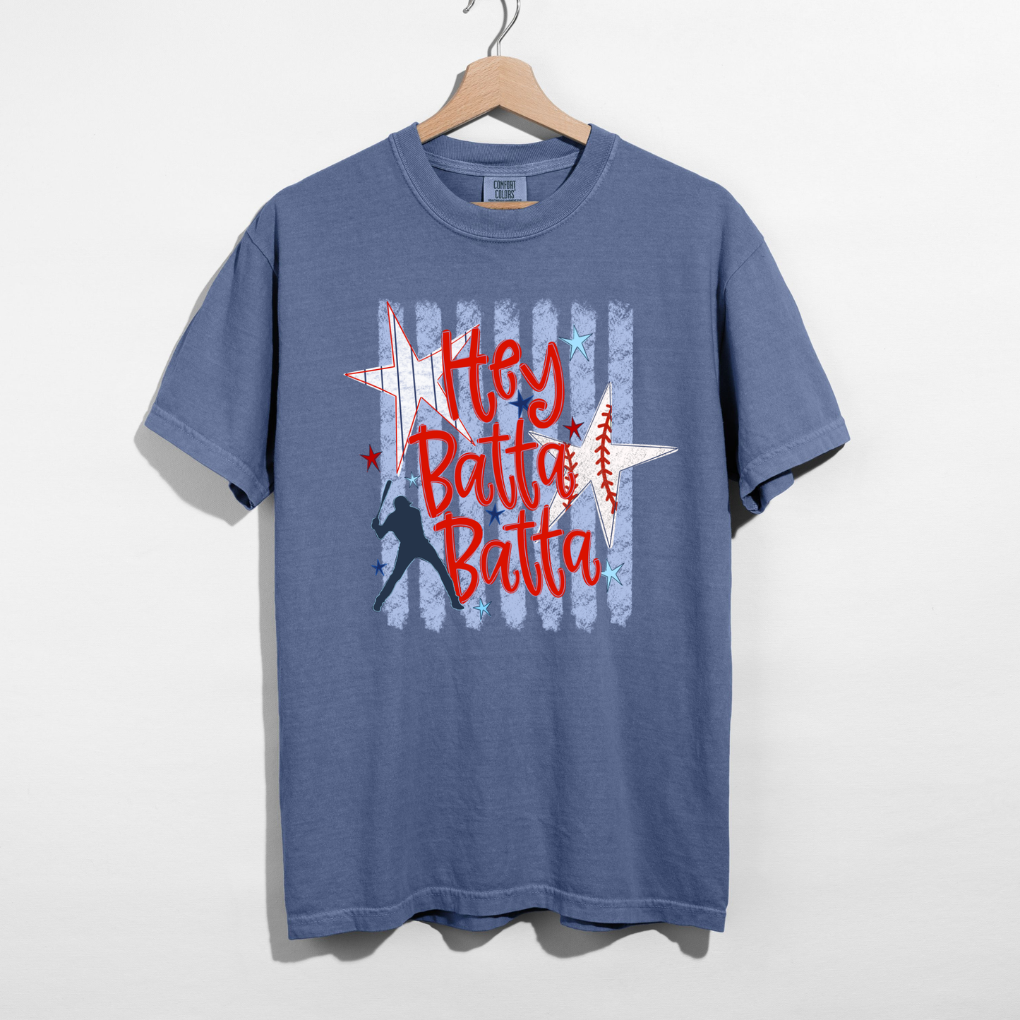 Hey Batta Batta Retro Baseball Graphic Tee