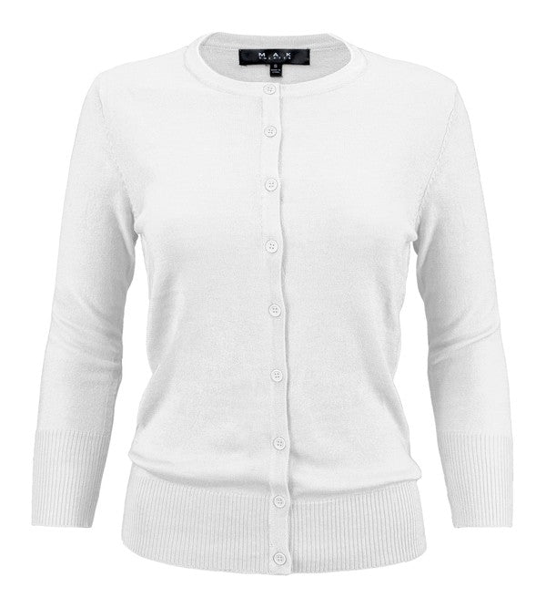 Crewneck Button Down Knit Cardigan Sweater | Modern Boutique Fashion