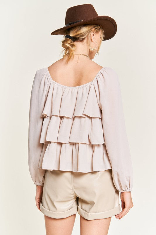 Tiered Flounce Designed Blouse Jjt5023 | Modern Boutique Fashion