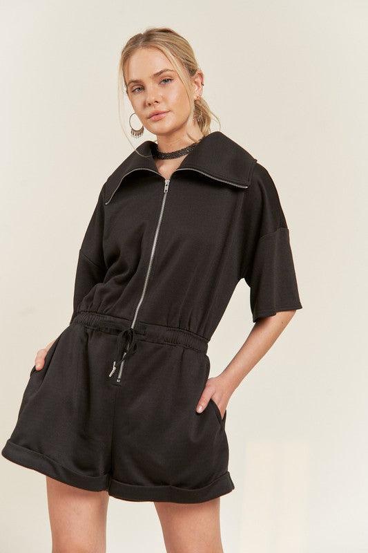 Terry Zip Front Romper | Modern Boutique Fashion