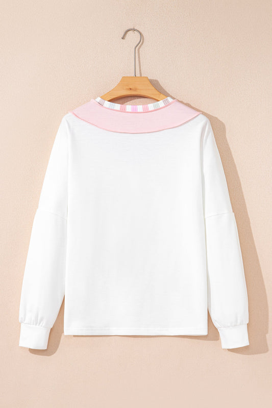 Colorblock Stripe V-Neck Long Sleeve Top
