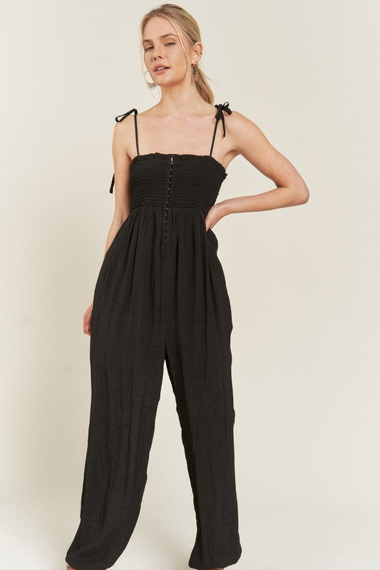 Smocked Tie Strap Jumpsuit | Modern Boutique Fashion