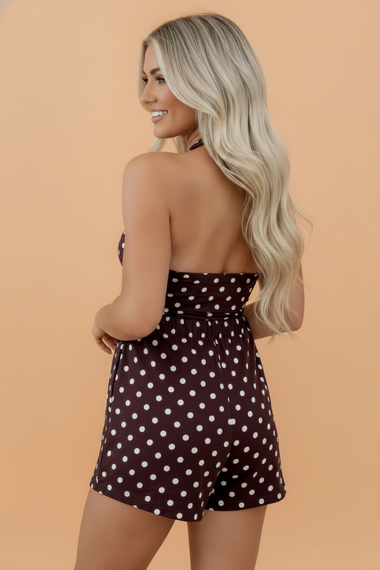 Polka Dot Halter Tank & Elastic Shorts Set