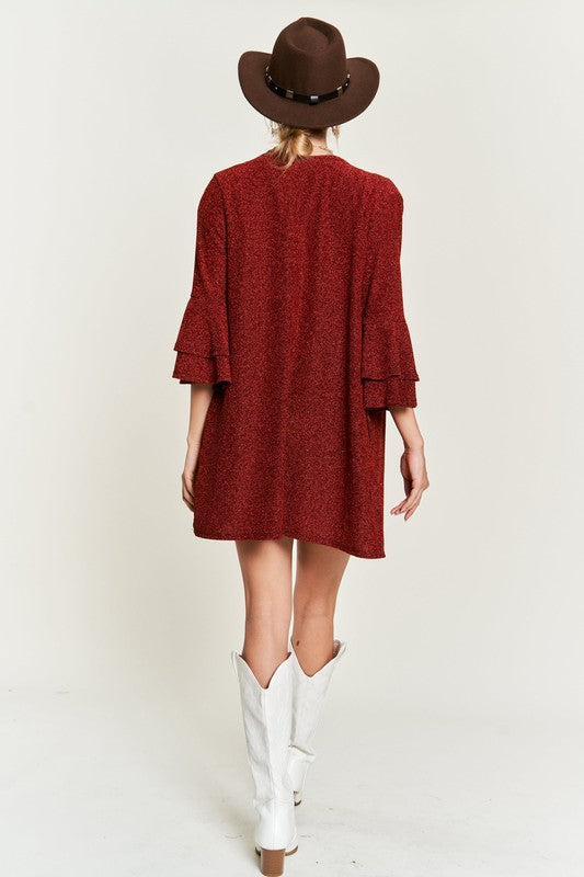 Glitter Bell Sleeve Kimono Cardigan Krt1664 | Modern Boutique Fashion