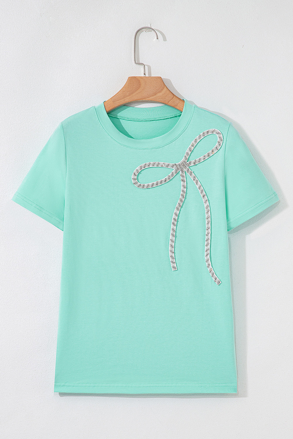Nora Bow Embellished Round Neck Top