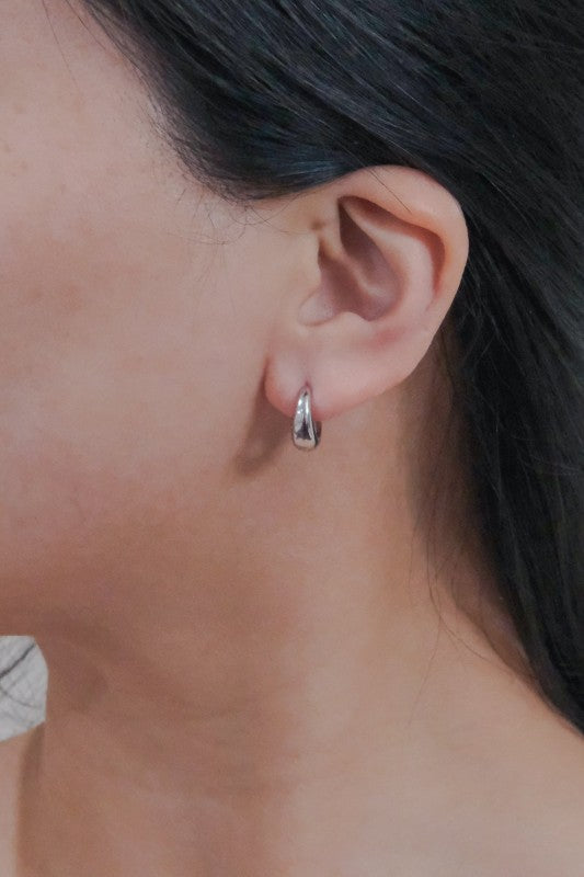 Minimal 14mm Hoop Earrings Silver