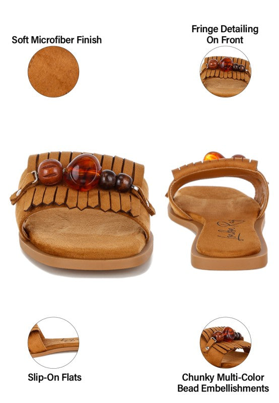 Dinasa Beaded Slip on Flats Sandals