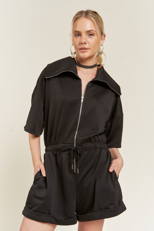 Terry Zip Front Romper | Modern Boutique Fashion