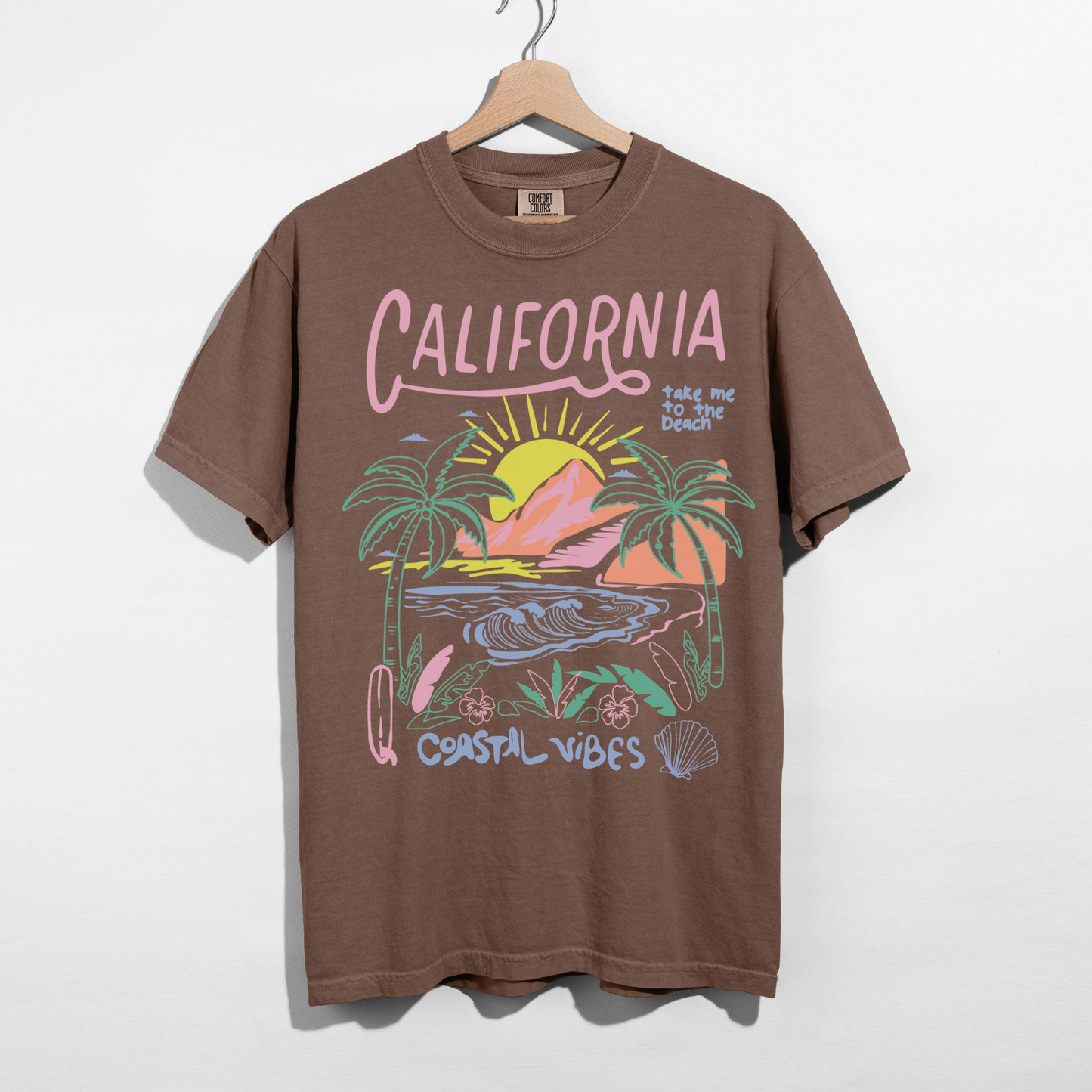 California Coastal Vibes Graphic Tee β Beach Sunset Shirt