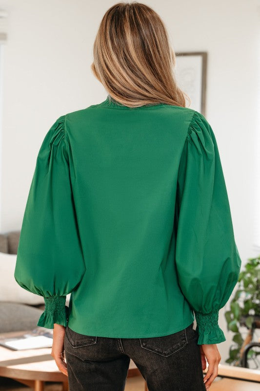 Everly Flounce Sleeve Trim Blouse women's trendy boutique outfit