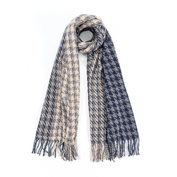 Houndstooth Two Toned Fashion Scarf | Modern Boutique Fashion