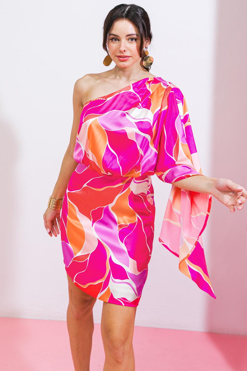 express pink satin dress DESERT EXPRESS WOVEN SATIN MINI DRESS