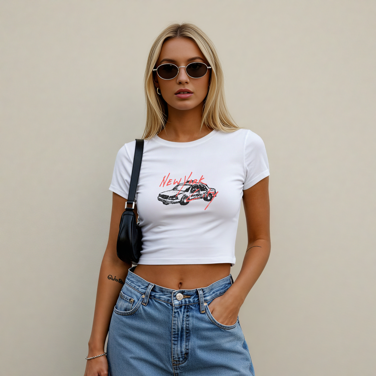New York City Cab Crop Tee Shirt