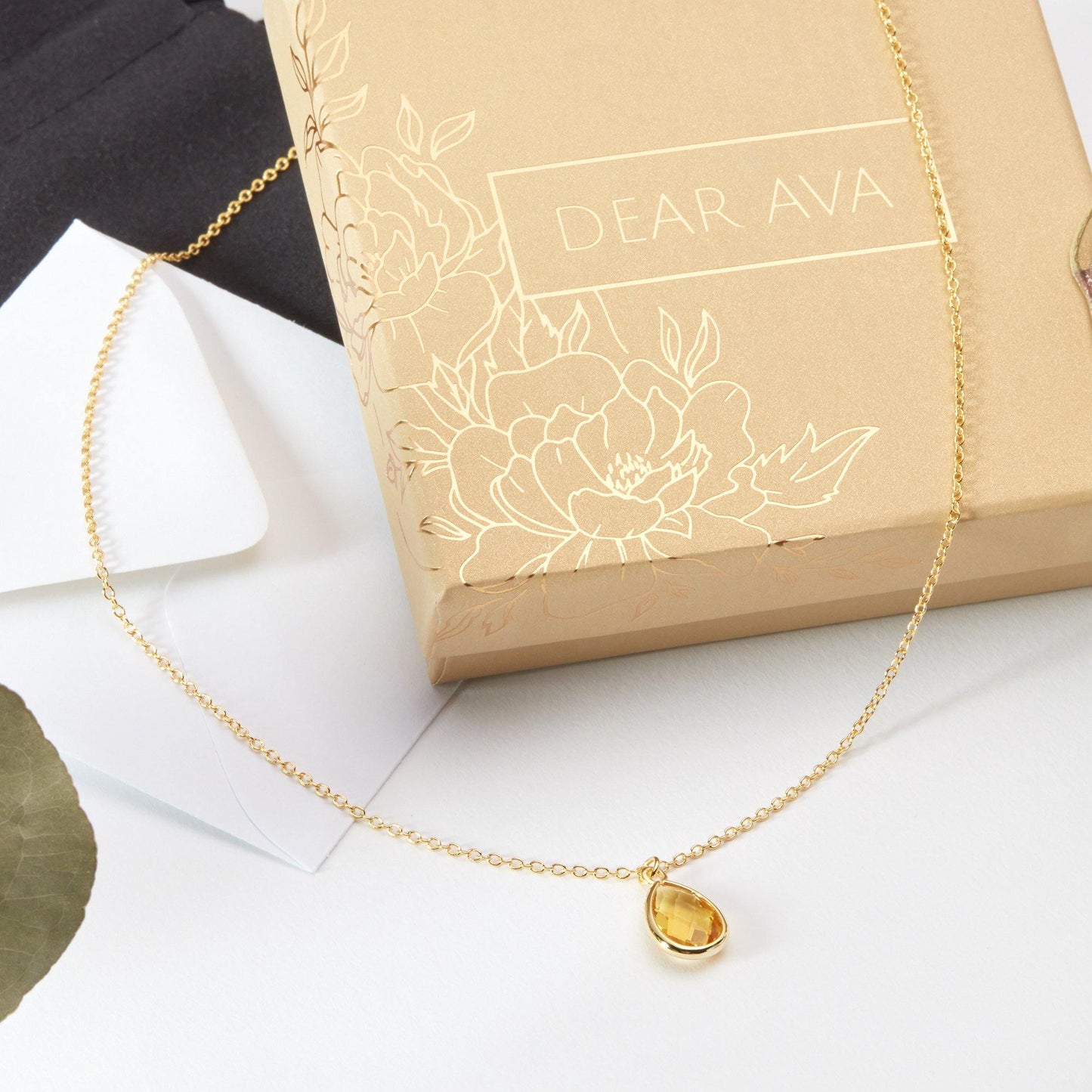 November Birthstone / Topaz Crystal Charm Necklace