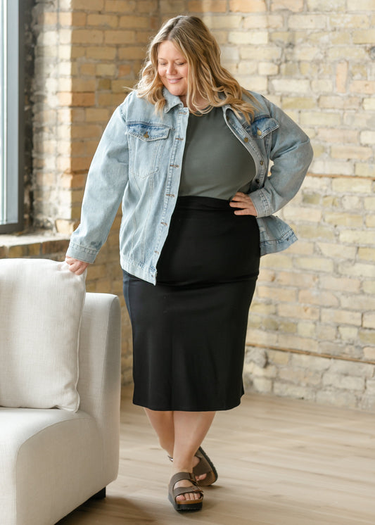 Quinn Black Knit Midi Skirt Dress