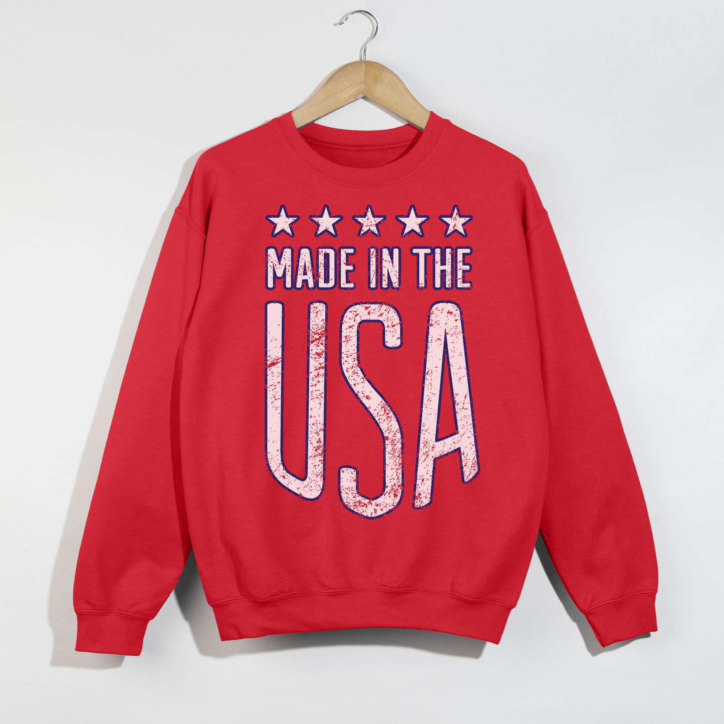Made in the USA Sweatshirt – Patriotic Graphic Crewneck, Vintage USA Pullove