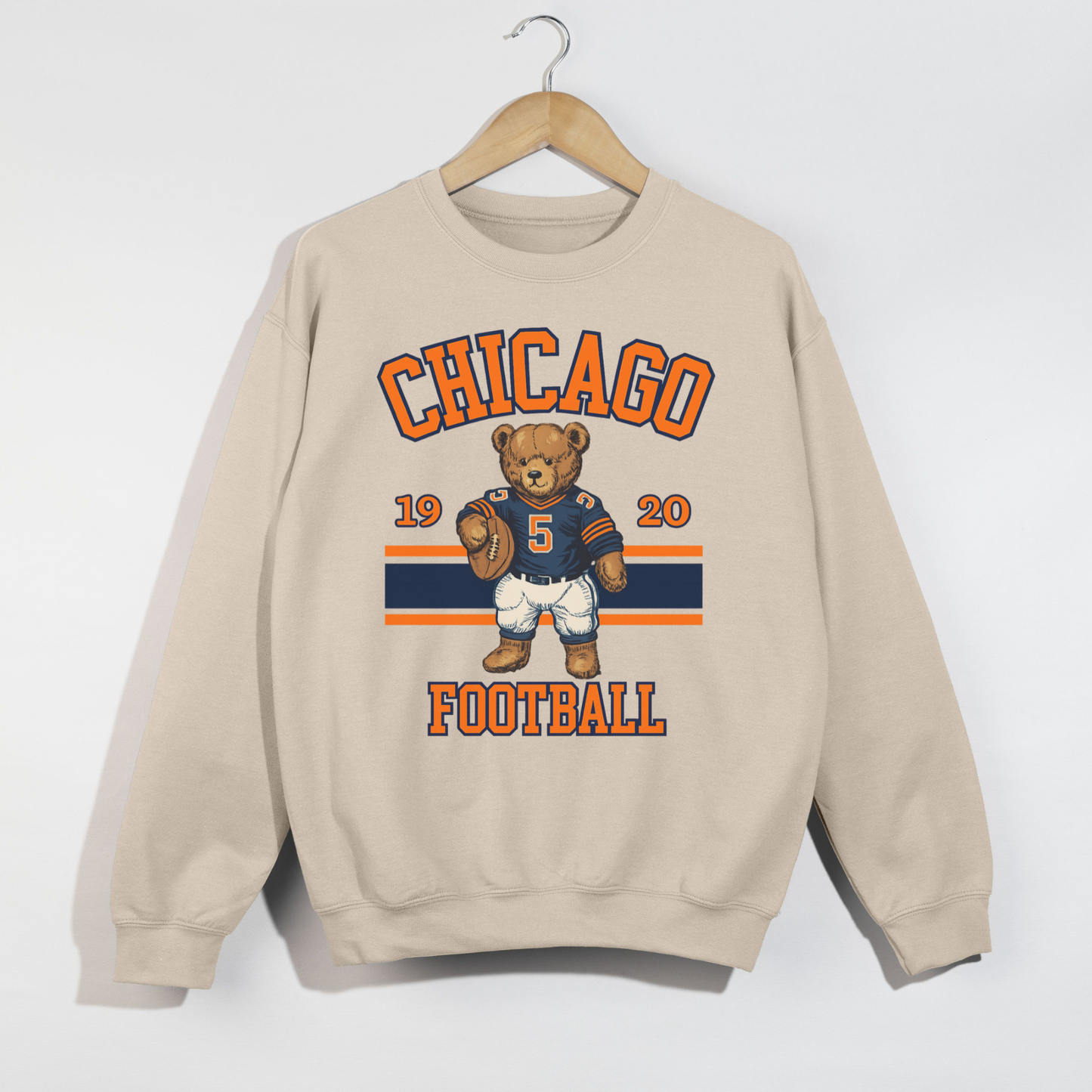 Chicago Football Teddy Bear Crewneck Sweatshirt