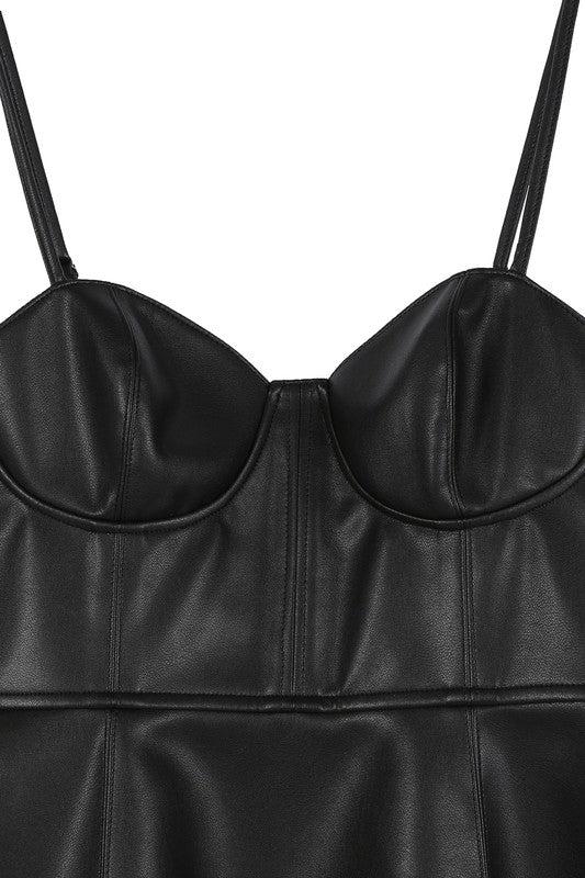 Vegan leather bustier mini dress - ShopModernEmporium
