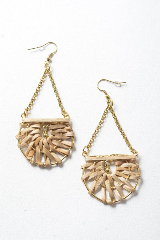 Woven Rattan Drop Chain Hook Earring - ShopModernEmporium