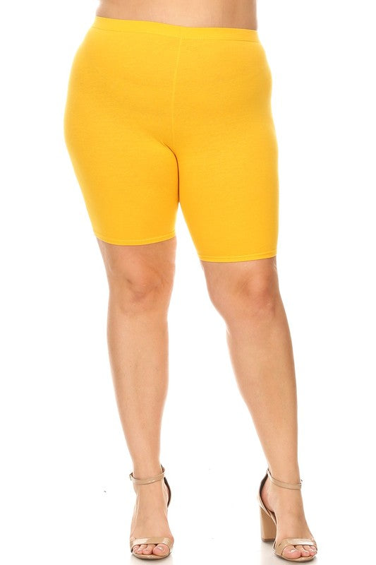 Plus Size Solid High Waist Biker Shorts | Modern Boutique Fashion