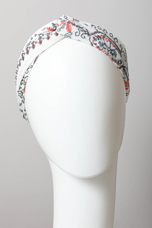 Bohemian Stitch Print Twist Headwrap - ShopModernEmporium