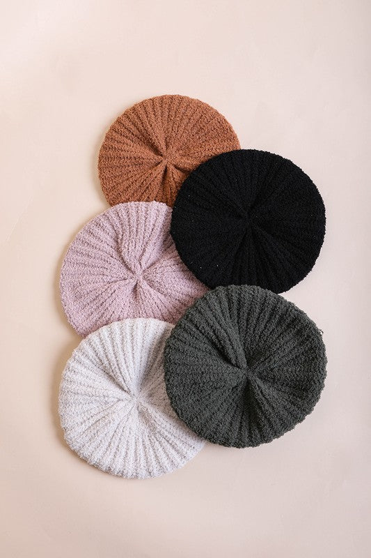 Boucle Rib Knit Beret - ShopModernEmporium