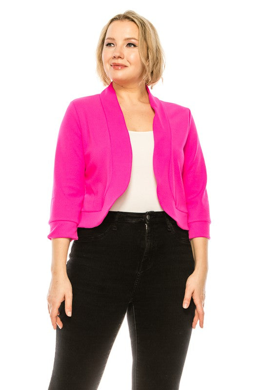 Plus Size, Solid, Waist Length Blazer Cardigan | Modern Boutique Fashion