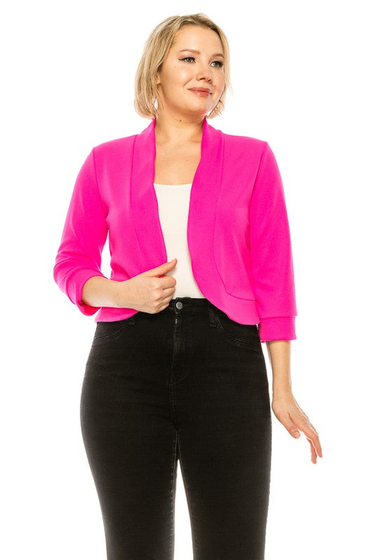 Plus Size, Solid, Waist Length Blazer Cardigan | Modern Boutique Fashion